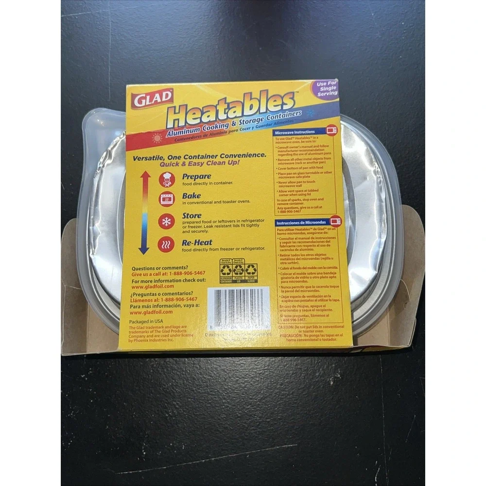 RARE Glad Heatables Aluminum Cooking & Storage Containers with Lids 4 Pack NEW